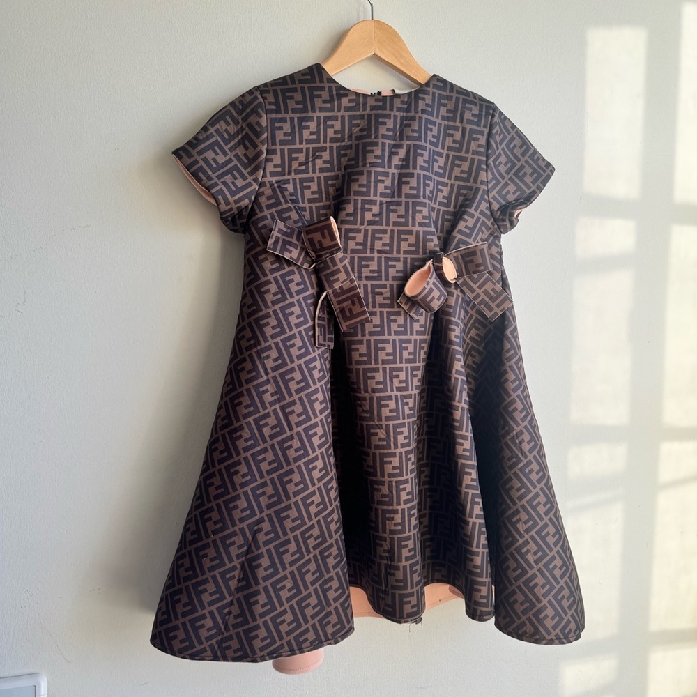 Fendi Neoprene Logo Bow Dress